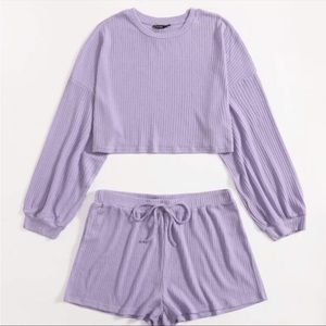 Lavender pullover lounge cropped sweatshirt